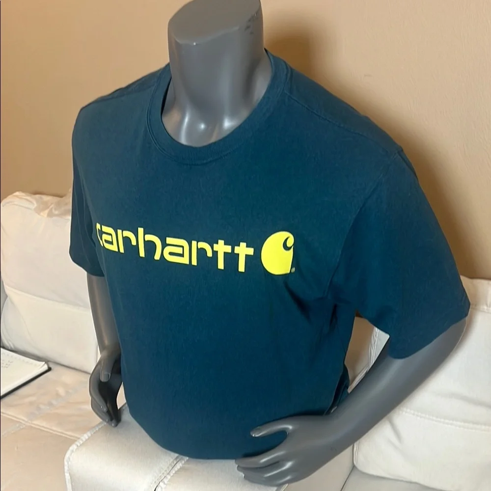 Carhartt Men’s Blue and Yellow Short Sleeve Tee Size Large - Picture 3 of 7